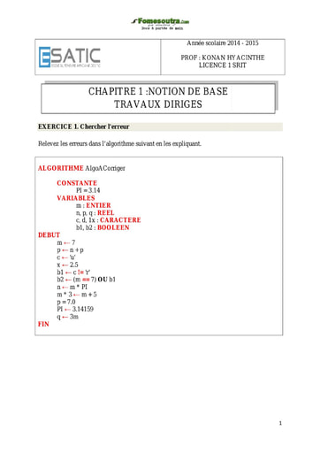 TD Notion de base - ESATIC