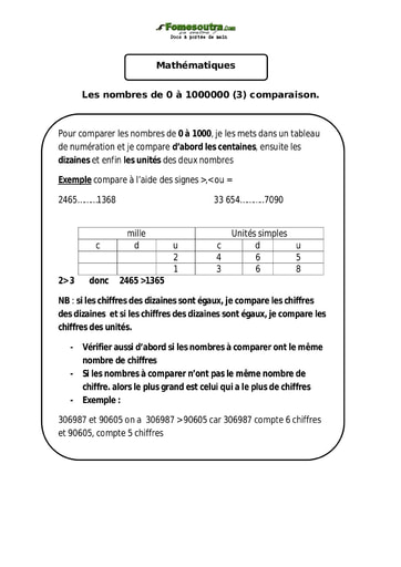 Les nombres de 0 à 1000000 (3) comparaison