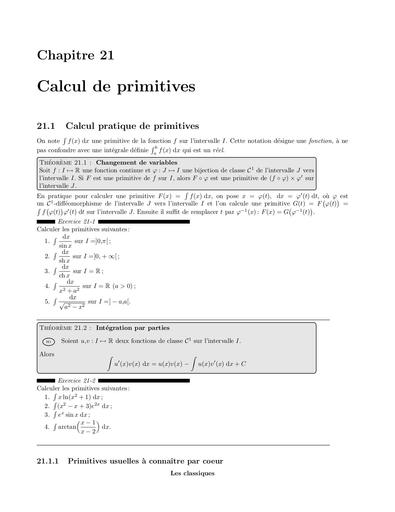 Calcul primitive
