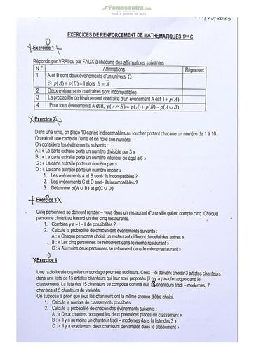 Sujets de mathématiques Première C Lycée Classique Abidjan 2023