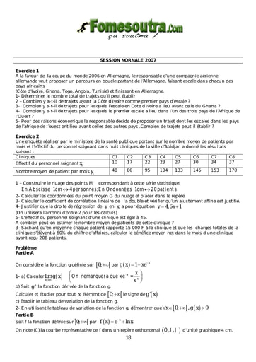 Sujet de Maths BAC G2 2007