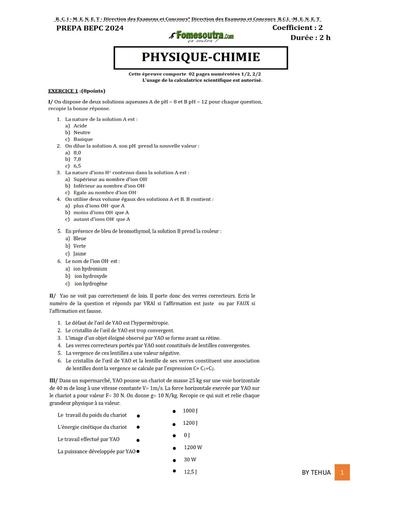 Prepa bepc PC 2024 SUJET 3 by Tehua