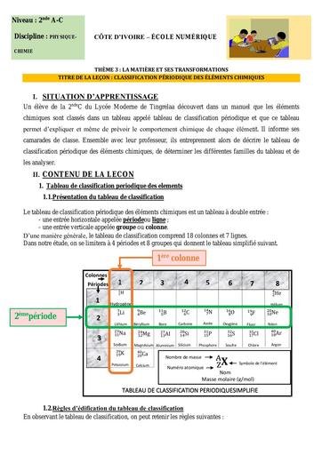 2nd AC C3 Classification Périodique des éléments chimiques