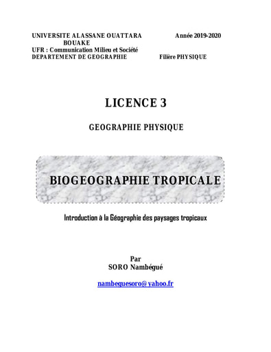 BIOGEOGRAPHIE TROPICALE L3