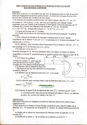 TD MVT D’UNE PARTICULE CHARGÉE COLLÈGE ALBERT EINSTEIN