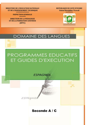 Programme Educatif et Guide d'Exécution Espagnol 2nde