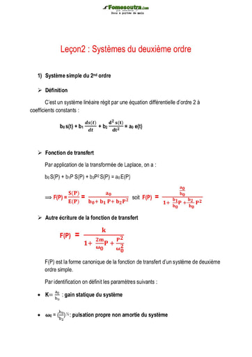 Cours système du deuxième ordre