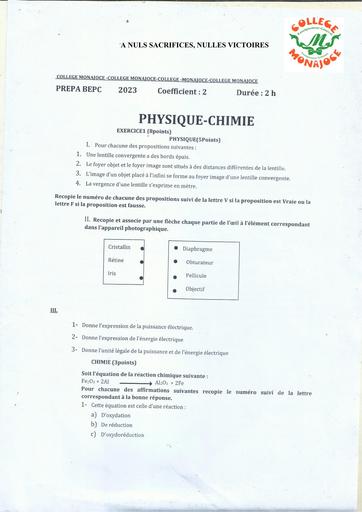 SUJET 1 PREPABEPC PC 2023 CMONAJOCE DJAHASHIKAN