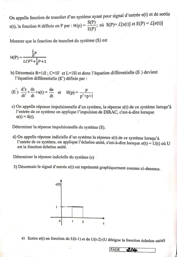 Traitement des signaux et mathématiques BTS 2021