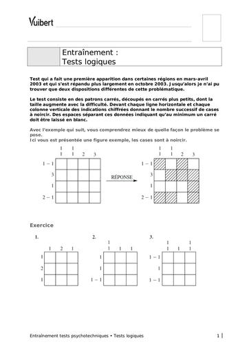 Concours gardien de la paix tests logiques Vuibert