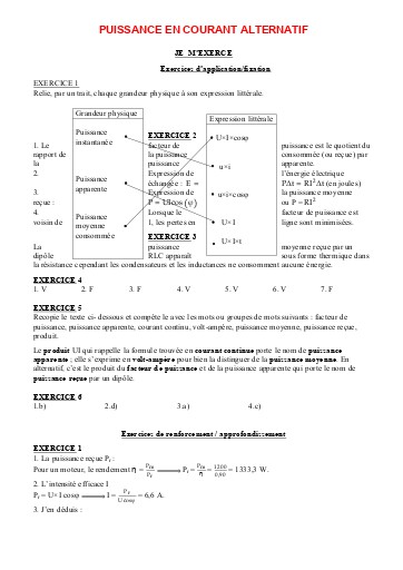P15 Puissance en courant alternatif sinusoidal