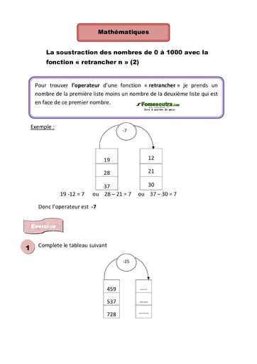 La soustraction des nombres de 0 à 1000 avec la fonction « retrancher n » (2) - Cours CE1