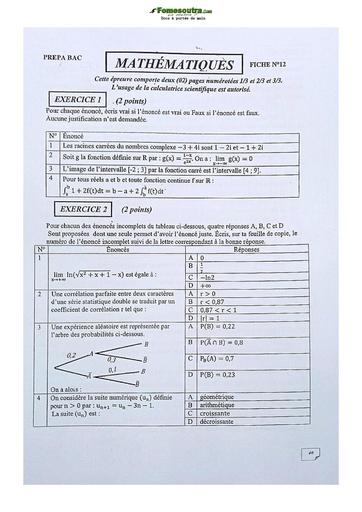 Sujet Prépas Mathématiques Lycée Classique Abidjan Terminale D 2023