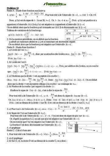 Corrigé Problème 12 de maths niveau Terminale scientifique et BTS