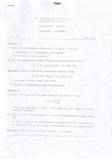 Examen5 Algèbre 1 MI L1 Aanaba by TEHUA