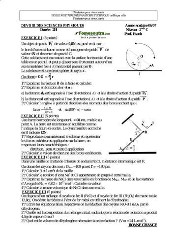 Devoir (13) de Physique-Chimie 2nde C - EMPT Bingerville