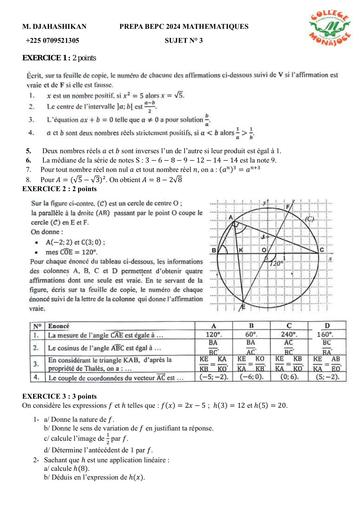 PREPA BEPC 2024 MATHEMATIQUES MONAJOCE SUJET 3 by DJAHASHIKAN