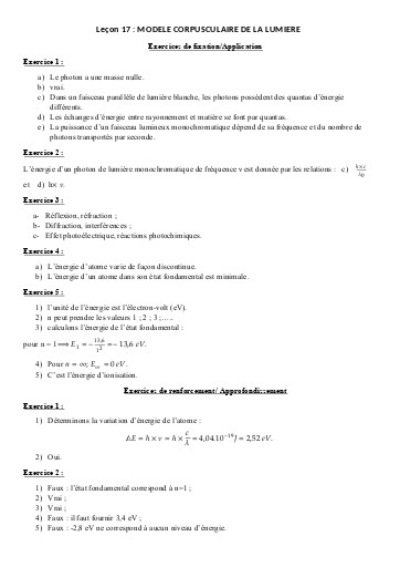 P17 Modèle corspusculaire de la lumière