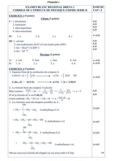 BAC BLANC REGIONAL MARS 2025 DREN ABIDJAN 1 PC SERIE D CORRIGE BY TEHUA