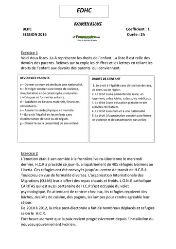 Sujet EDHC BEPC blanc 2016 - cours du soir Educ-Coprim