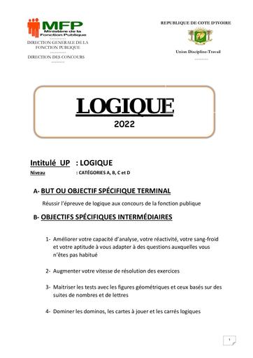 SYLLABUS LOGIQUE CATEGORIES  C ET D V