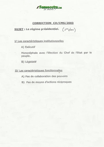 Corrigé Vie constitutionnelle et administrative ENA 2003