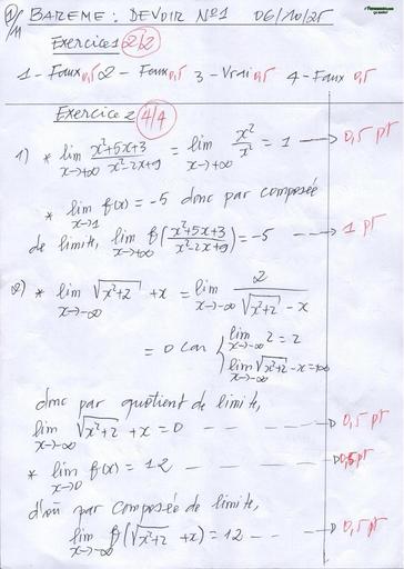 DEVOIR DE MATHS N°1 niveau Tle D SUJET CORRIGE ATADE by TEHUA