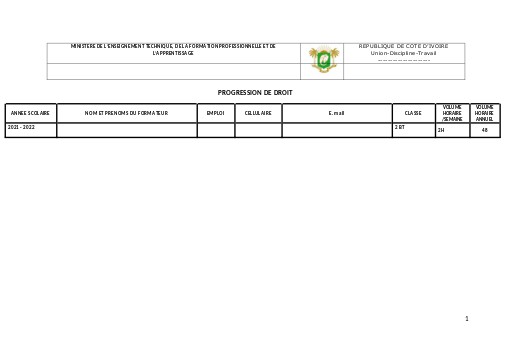 PROGRESSION DROIT 2 BT