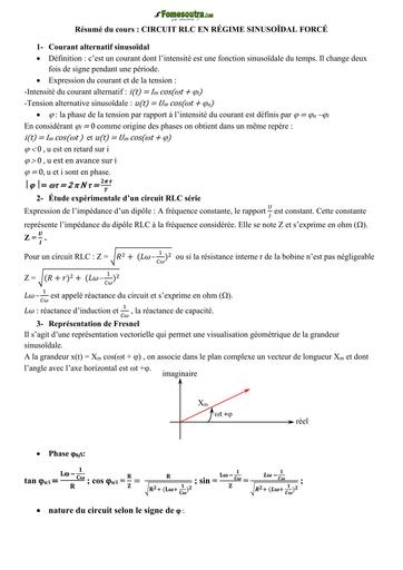 Résumé Physique Tle D RLC BY TEHUA