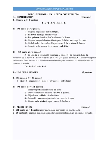 Barême Espagnol corrigé BEPC Un ladrón dren Abidjan 1 by Tehua