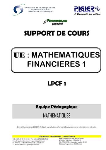 SUP COURS MATHS FINANCIERES 1 BY TEHUA