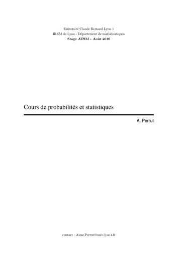 Cours probabilités et statistiques