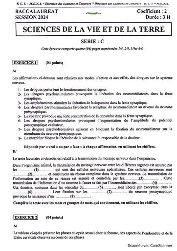 Bac 2024 Sujet SVT Tle C by Tehua