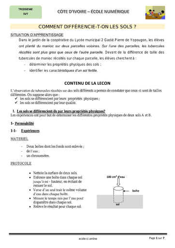 Comment différencie-t-on les sols ? Cours de SVT 3eme