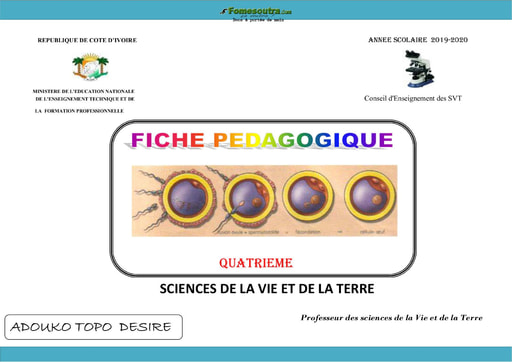 Cours de SVT niveau 4eme - Fiche pédagogique