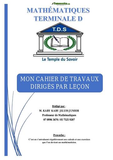DOC DE MATHS TLE D SERIE DE TRAVAUX DIRIGES CONFORME AU PROGRAMME APC BY TEHUA