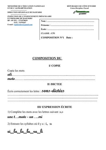 COMPOSITION PRIMAIRE CP1 CM2 BY TEHUA
