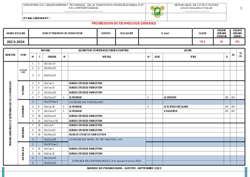 PROGRESSION TG Tle E