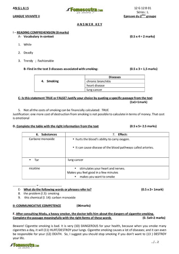 Corrigé sujet d'Anglais BAC L1 L2 (2eme groupe) 2012 - Sénégal