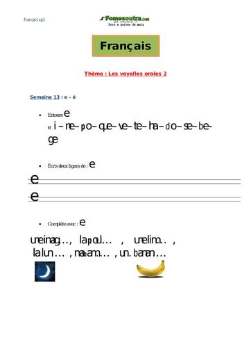 Les voyelles orales (2) - Cours Français CP1