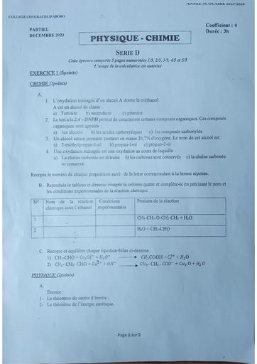 Partielle De décembre 2023 PC Tle D C les As Abobo by Tehua