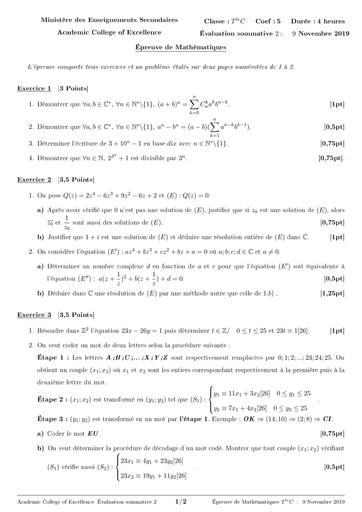 Maths Tle C Évaluation 2 by Tehua