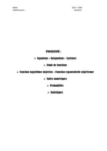 Cours de maths Apc Tle A by Tehua