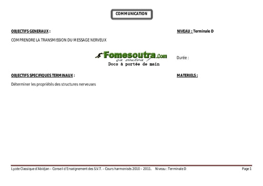 Comment le message nerveux est – il conduit par les structures nerveuses ? SVT Terminale D