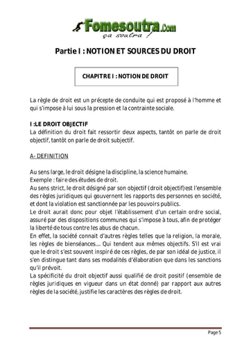 Notion de droit - Droit 2nd G1 et G2