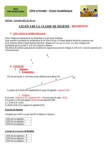 Maths 6ème L4 Segment