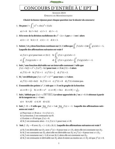 CONCOURS  EPT EPREUVES 2019 BY TEHUA