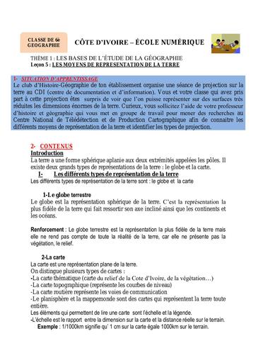 6ème G5 Les moyens de représentation de la terre