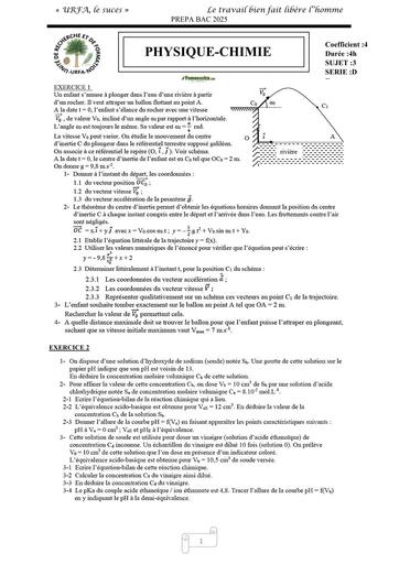 PREPA BAC 2025 PC SUJET 3 BY TEHUA
