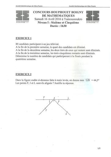 Concours-Houphouet-Boigny-Maths 2016-Niveau 6e-5e by DJAHA